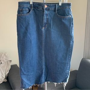 ANA Dark Denim Skirt with Slit at the back